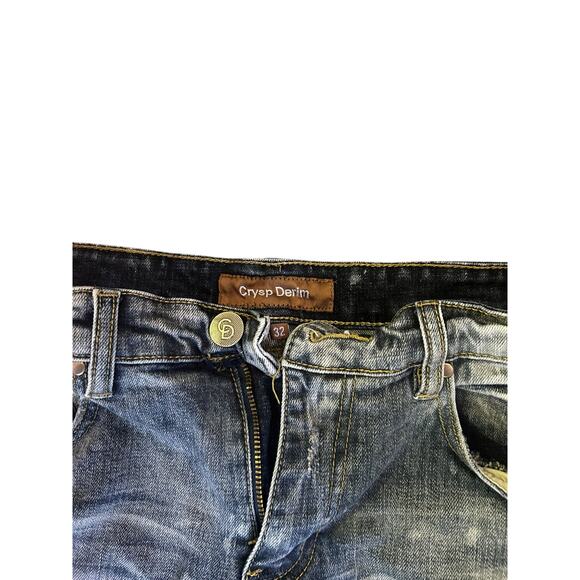 Crisp Denim Distressed Streetwear Light Wash Skinny Jeans Size 32 x 33 - Picture 3 of 5